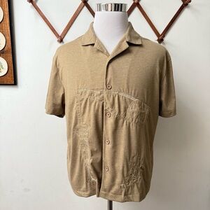 NWT Champagne Celebration Embroidery Button Up Shirt
